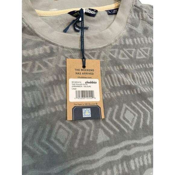 Chubbies Men's Size Large The Fouled Out Crewneck Velour Pullover Sweatshirt NWT - Picture 3 of 8